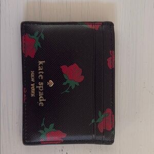 Kate Spade Black Card Holder with Roses